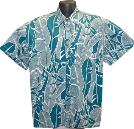 Palm Leaves Hawaiian Shirt- Made in USA- 100% Cotton